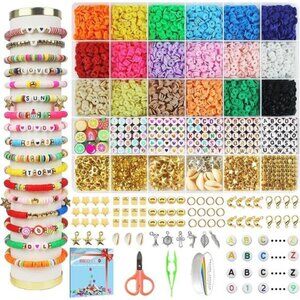 5100 Clay Beads Bracelet Making Kit Flat Preppy Beads for Friendship Bracelets